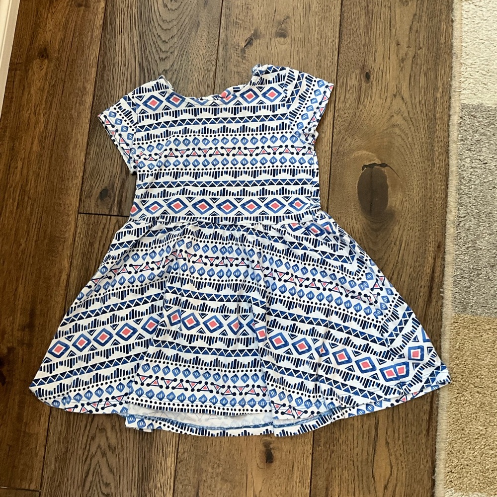Peek Blue and White Geometric Kids Dress